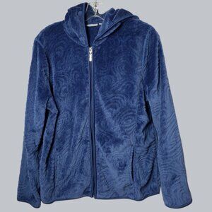 Jason Maxwell Hooded Zip-Up SweaterSwirl Design Blue  Petite Xlarge